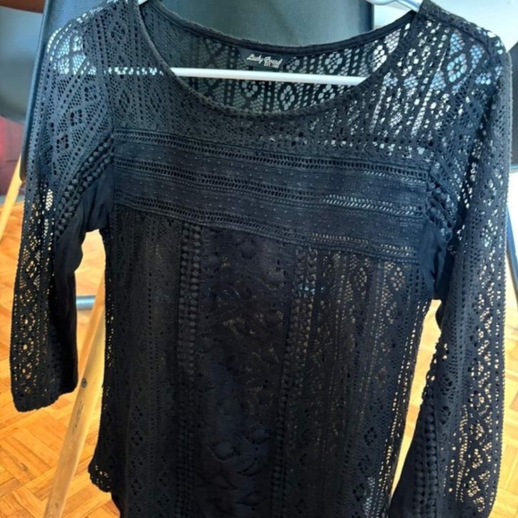 LUCKY BRAND- BLACK LACED SHIRT (EXTRA SMALL) - Picture 1 of 4